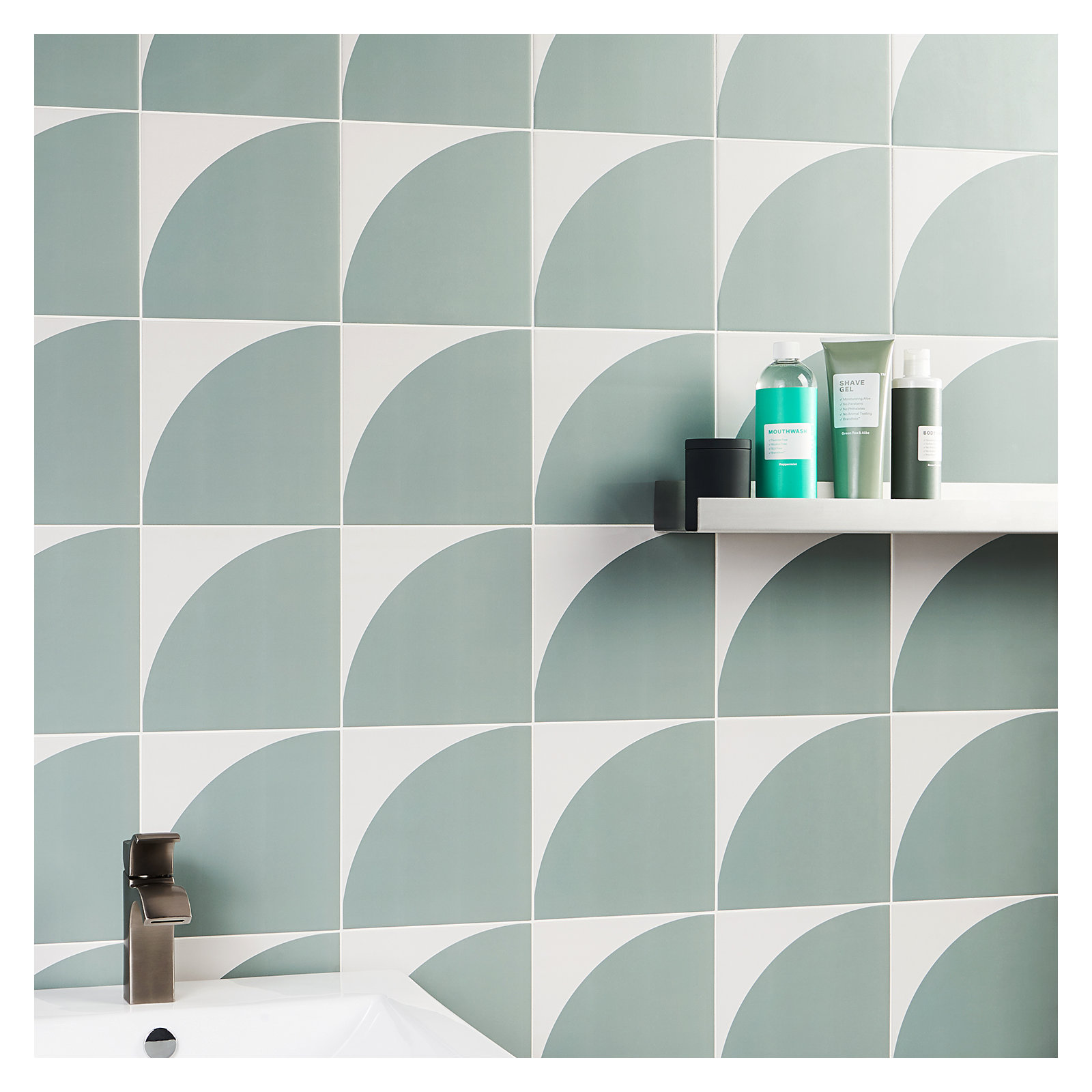 Stacy Garcia Victoria 8" x 8" Porcelain Encaustic Patterned Look Wall & Floor Tile, Green, 8" W x 8" L