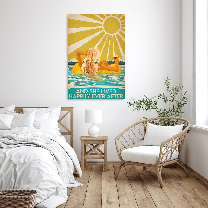 «Natation et elle a survécu à la vie», reproduction d'art graphique sur toile tendue, H 20 po x l 16 po x P 1,25 po