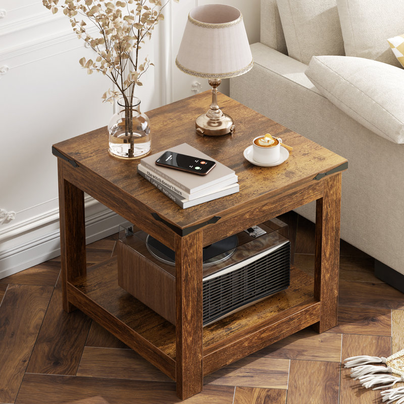 Table de bout carrée 20 po x 20 po, Brun rustique