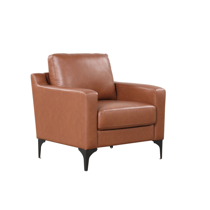 Fauteuil à accoudoirs carrés 33,5 po Turner, Similicuir brun / noir