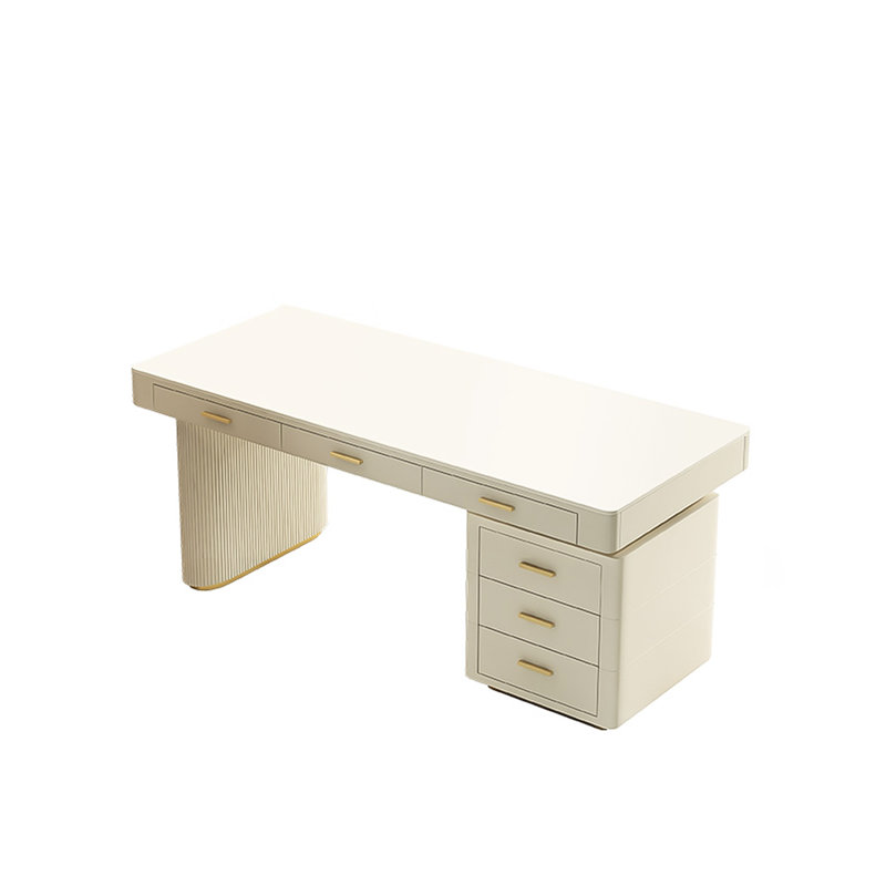 Bureau rectangulaire moderne en pierre frittée de style moderne minimaliste, H 29,53 po x l 55,12 po x P 27,56 po
