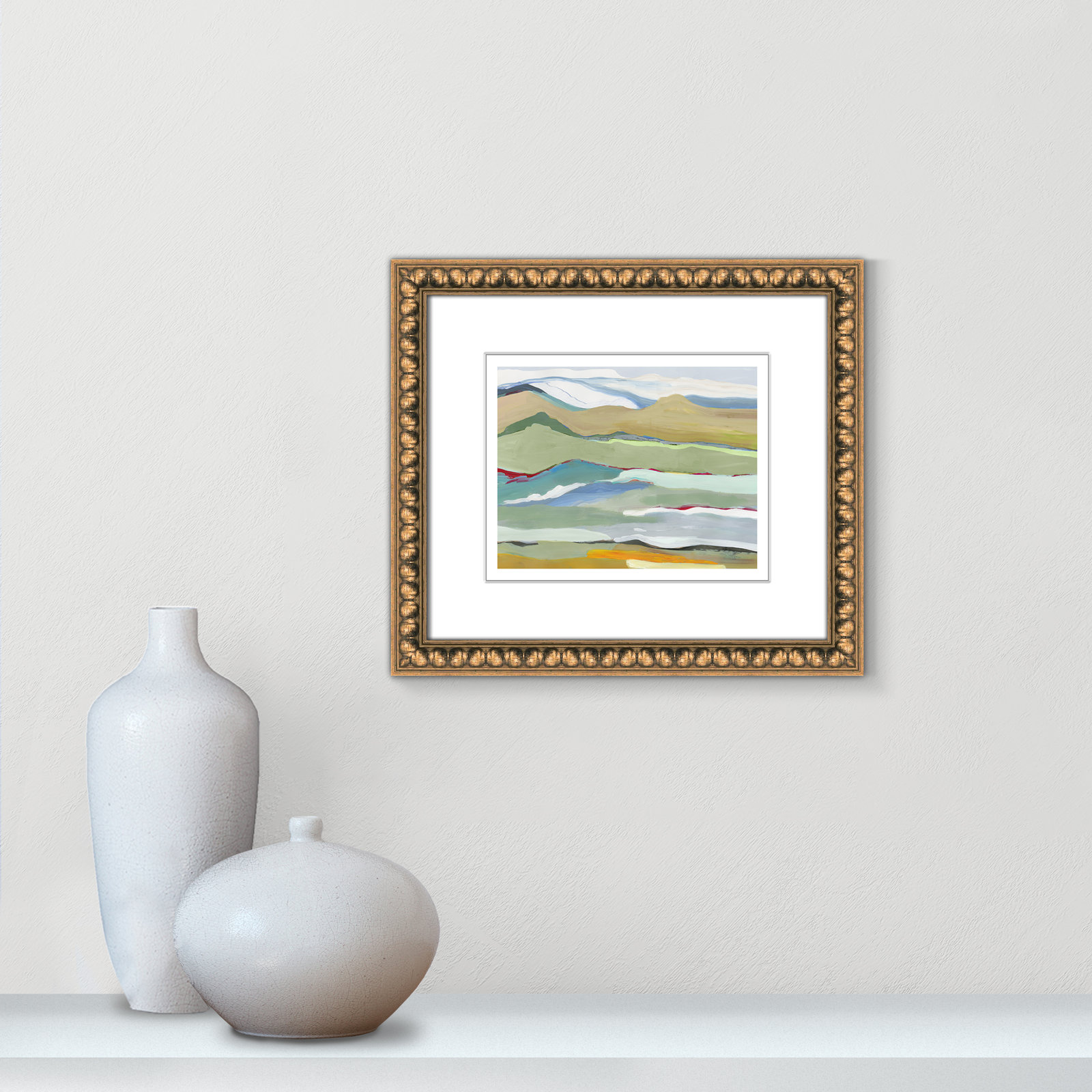 Dee "Goodbye Summer on the Hills" Painting, 14.25" H x 16.25" W x 0.88" D, Gold Bead Framed