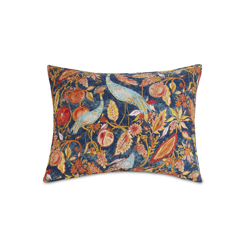 Peacock Garden Blue Cotton Reversible Full Quilt Set