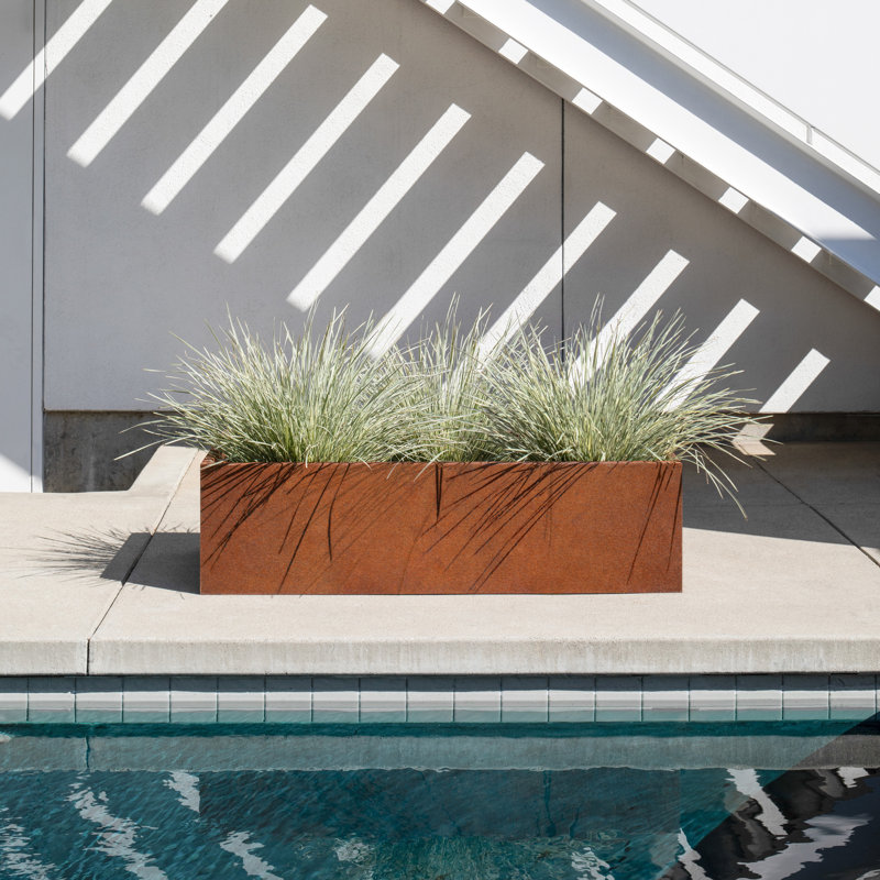 Corten Steel Series 13" H Garden Bed Square Planter, 13" H x 48" W x 24"D