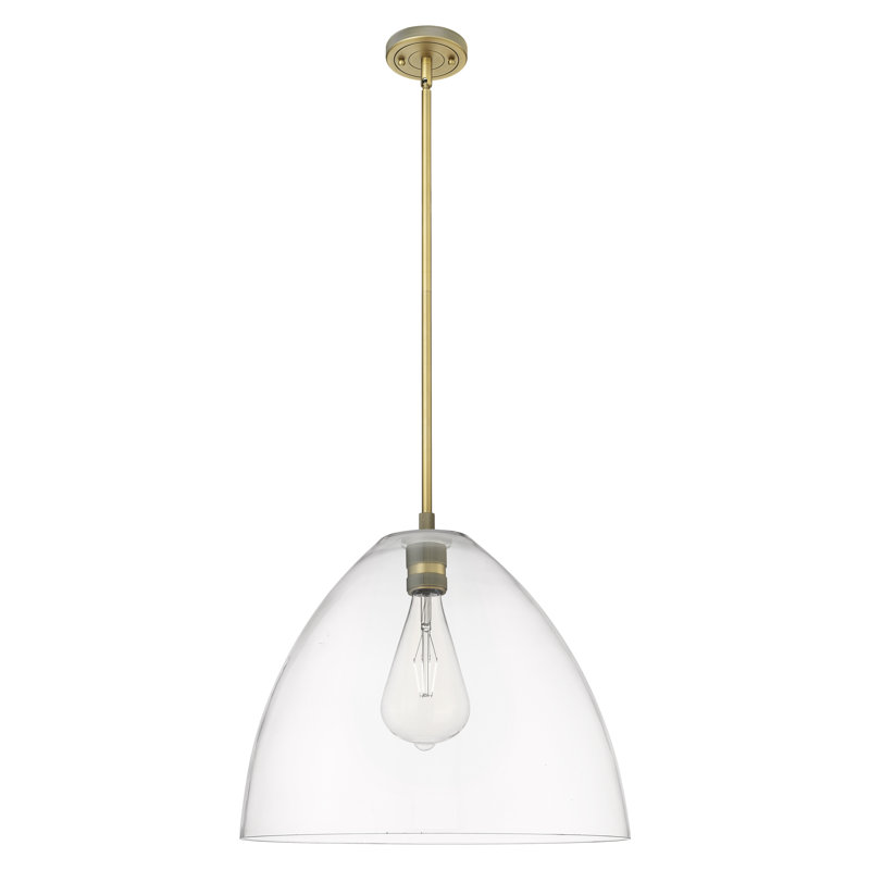 Downtown Urban - Crown Point - Luminaire suspendu avec tige 16 po 1 lumière Bristol, Clair, Noir mat