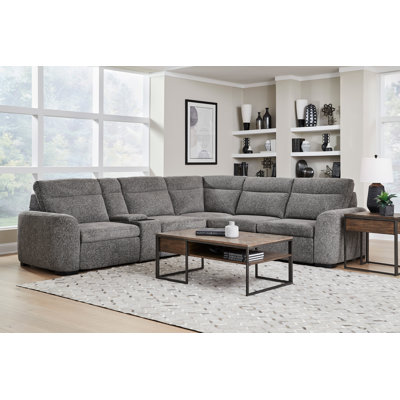 Canapé d'angle inclinable électrique 6 pièces avec repose-pieds extensibles