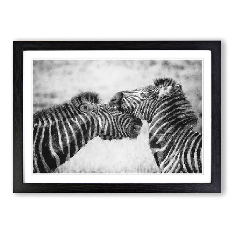 Zebras Vol.1 - Picture Frame Painting, 27cm H x 36cm W x 2cm D, Black