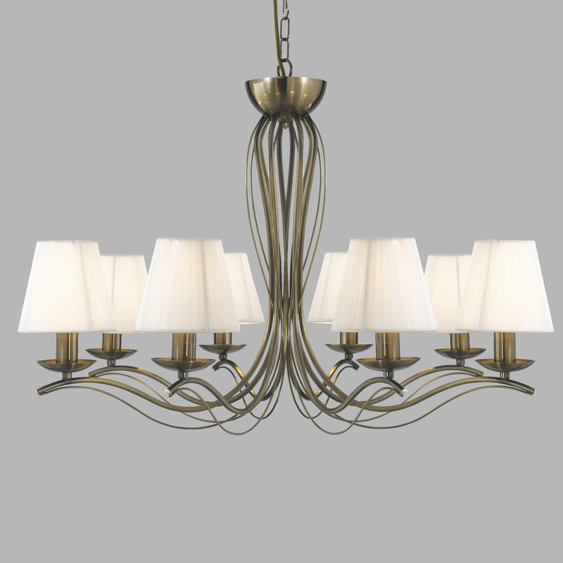 Rodman 8 - Light Shaded Chandelier, Antique Brass