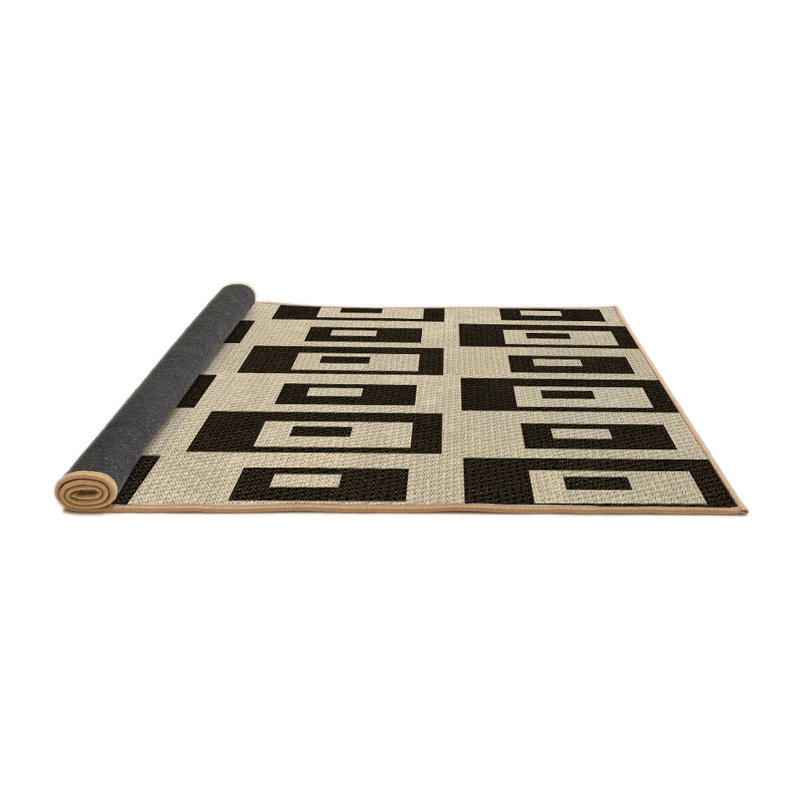 Tapis brun en laine à motif abstrait Batali, Rond 8 pi