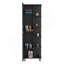 Armoire d'angle avec cinq tablettes ouvertes