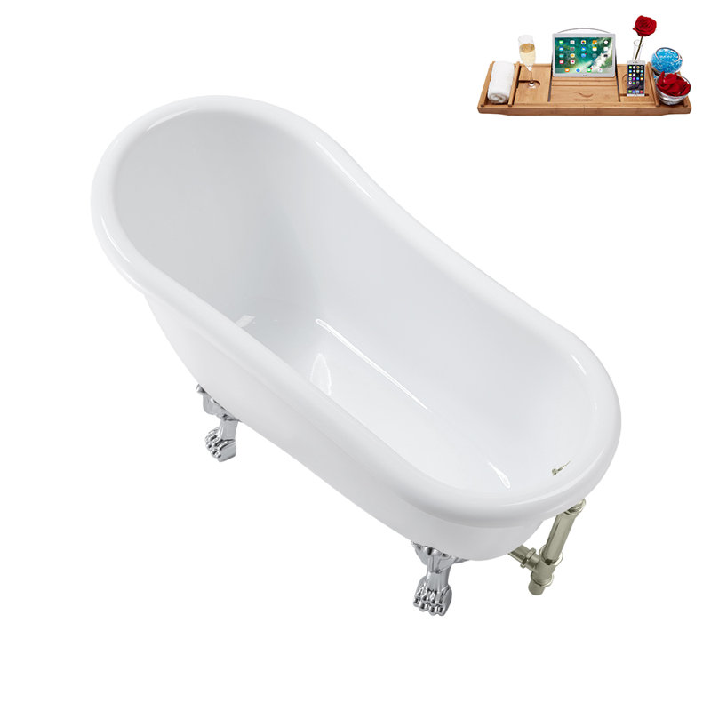 53.1'' x 25.6'' Soaking Acrylic Bathtub, Polished Chrome, Brushed Nickel
