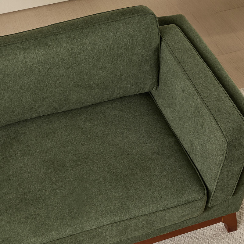 82" Upholstered Modern Square Arm Sofa, Green