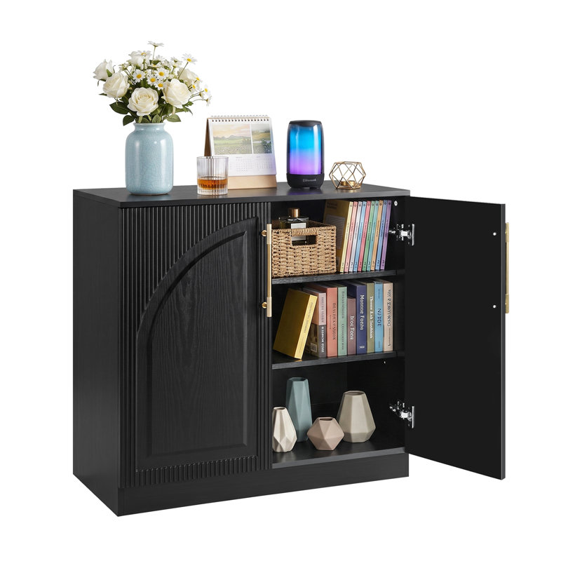 Buffet moderne de 80 cm avec rangement, meuble-bar à café cannelé, buffet arqué, console moderne pour salle à manger, cuisine, salon