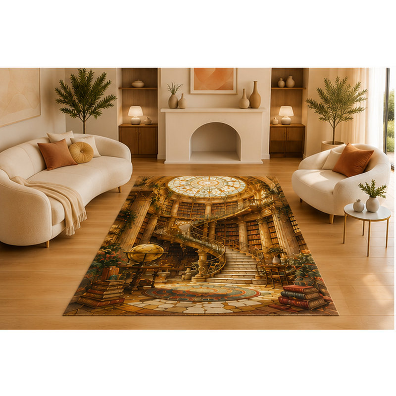 Tapis pour bibliothèque "Ultra Léger" 5 pi x 7 pi, tapis intérieur doux à poils courts avec envers antidérapant en silicone, tapis décoratif pour le salon, le bureau, le bureau, brun