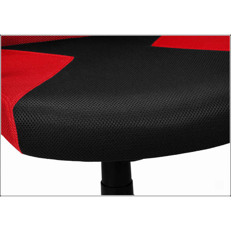 Chaise de bureau ergonomique en filet rouge avec hauteur réglable, pivotant et accoudoirs pour les espaces de travail modernes