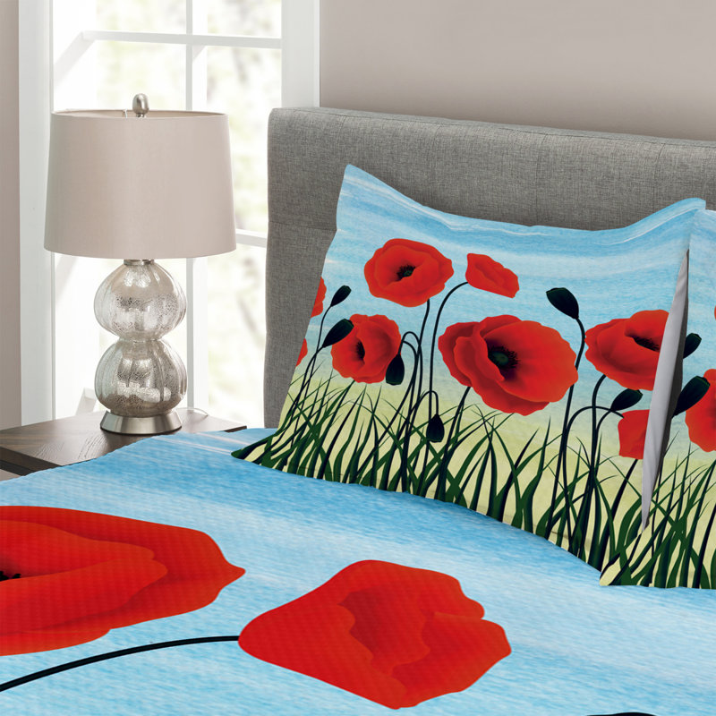 Floral Bedspread with Pillowcases, 220 x 264 cm