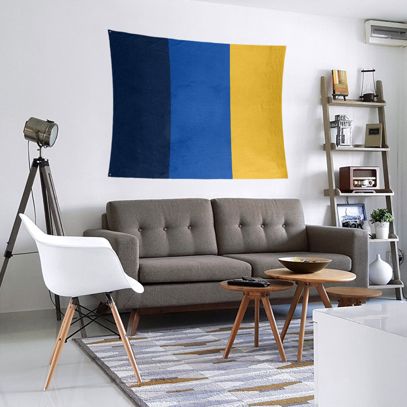 Tapisserie de polyester St. Louis, H 88 po x l 104 po x P 2 po, Bleu marine / bleu royal / doré