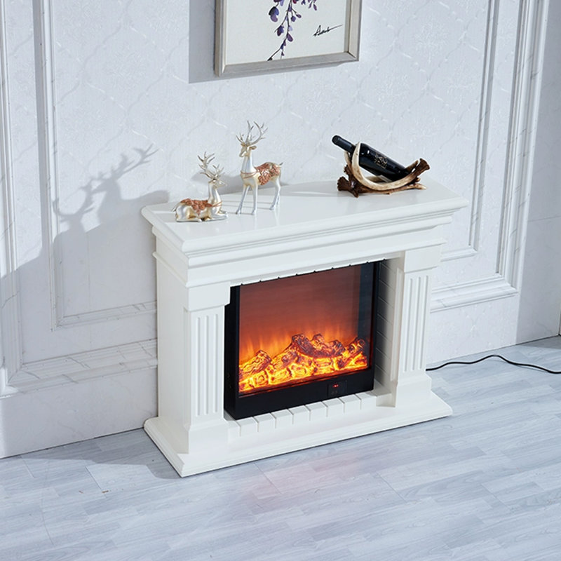Foyer électrique blanc en bois massif