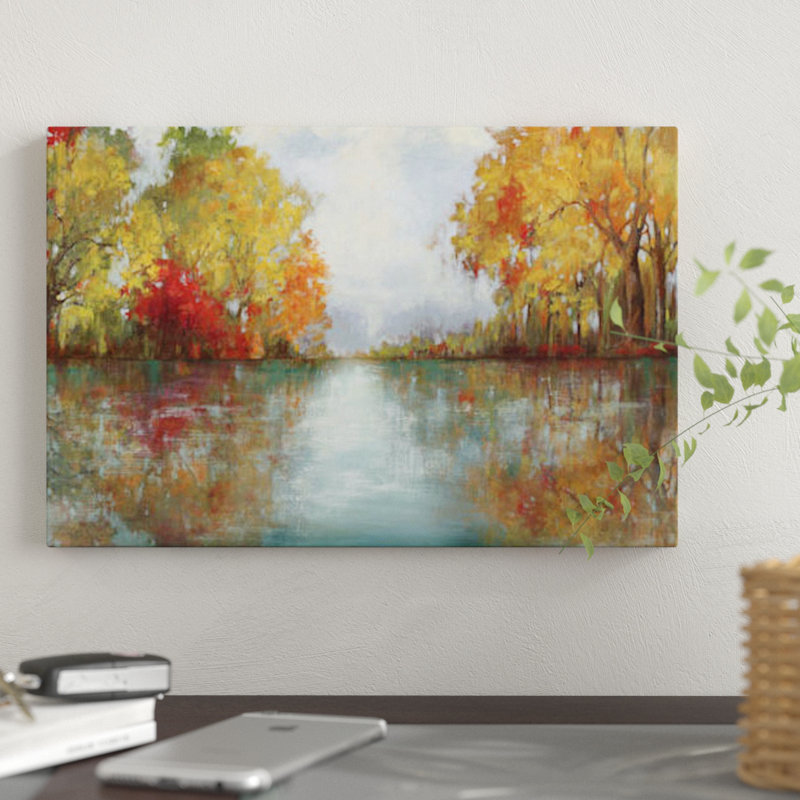 «Forest Reflection», reproduction sur toile, H 40 po x l 60 po x P 1,5 po, Pas de tapis, Toile tendue