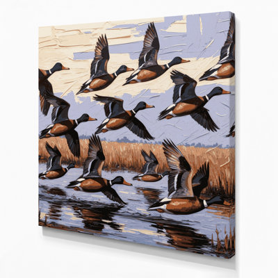 Birds Northern Shoveler, art mural sur toile rose