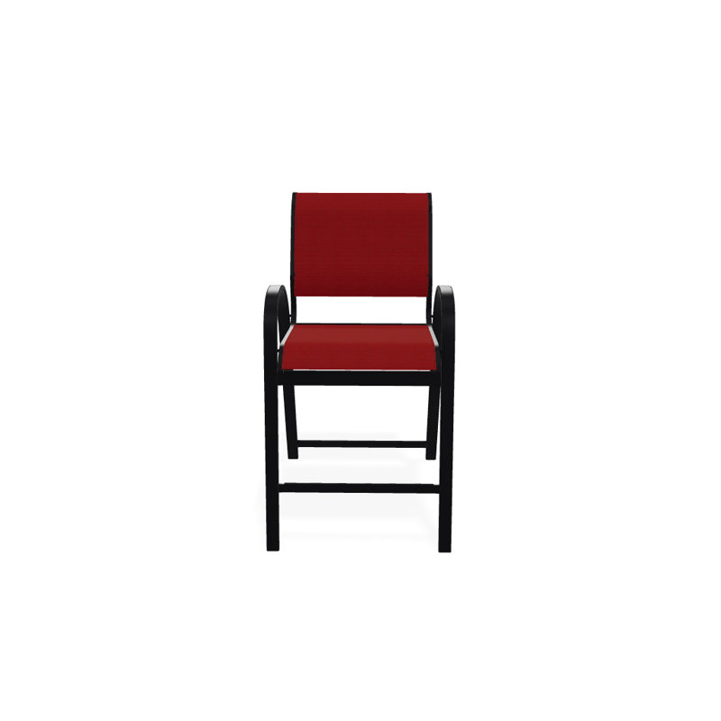 Tabouret de bar 42 po Holna, Rouge 1D Sunbrella®, Noir texturé