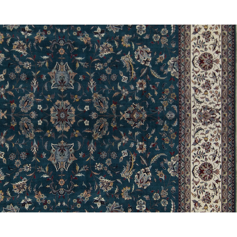 Tapis bleu de haute qualité noué à la main