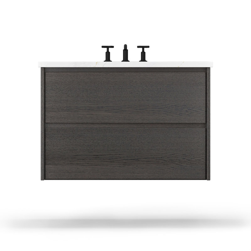 Gilded Two-Drawer Single Bath Floating Vanity, 30", Gray Weathered