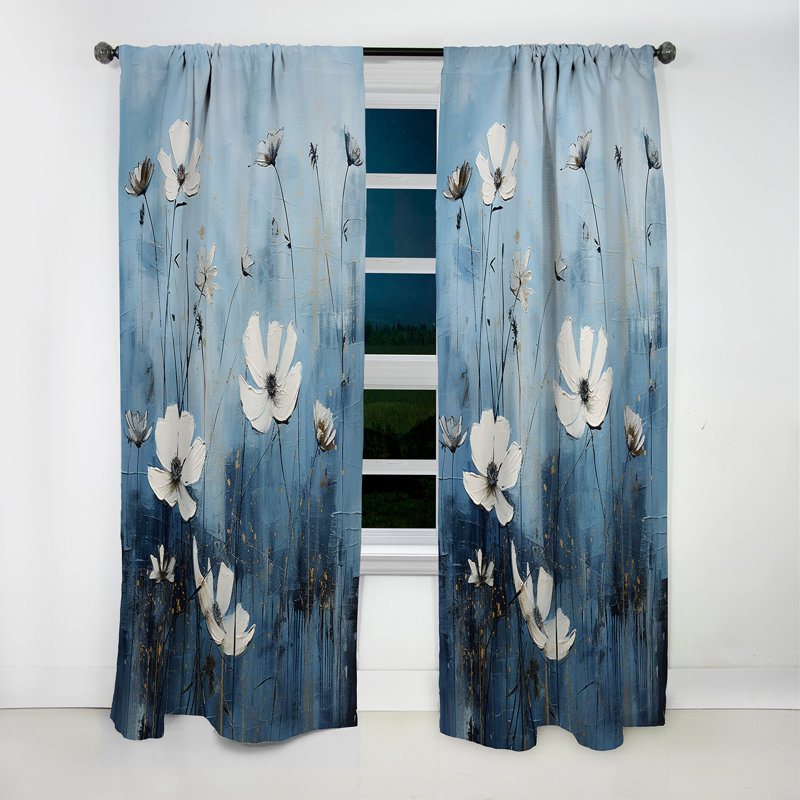 Blauser - Rideau occultant en velours à motif floral Wildflowers - 1 panneau, L 52 po x L 90 po