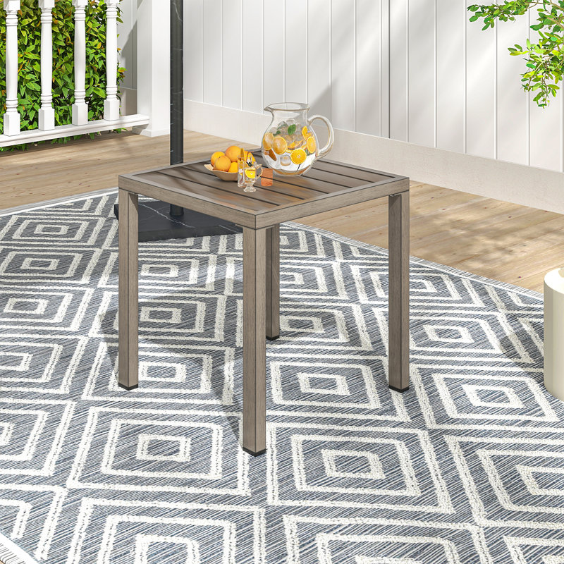 Heim 1-Piece Taupe Aluminum Outdoor Side Table, Gray