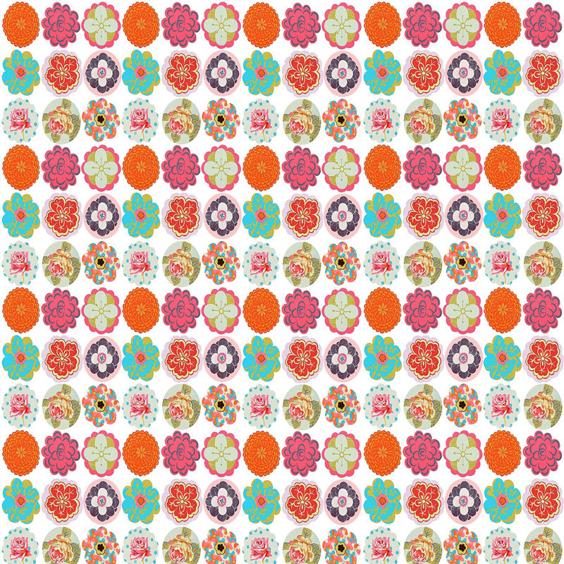 Ensemble de housse de couette en microfibre DiaNoche par Marci Cheary - motif de cercles de fleurs