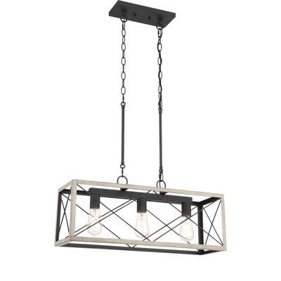 Lustre rectangulaire à 3 lumières pour îlot de cuisine Remon