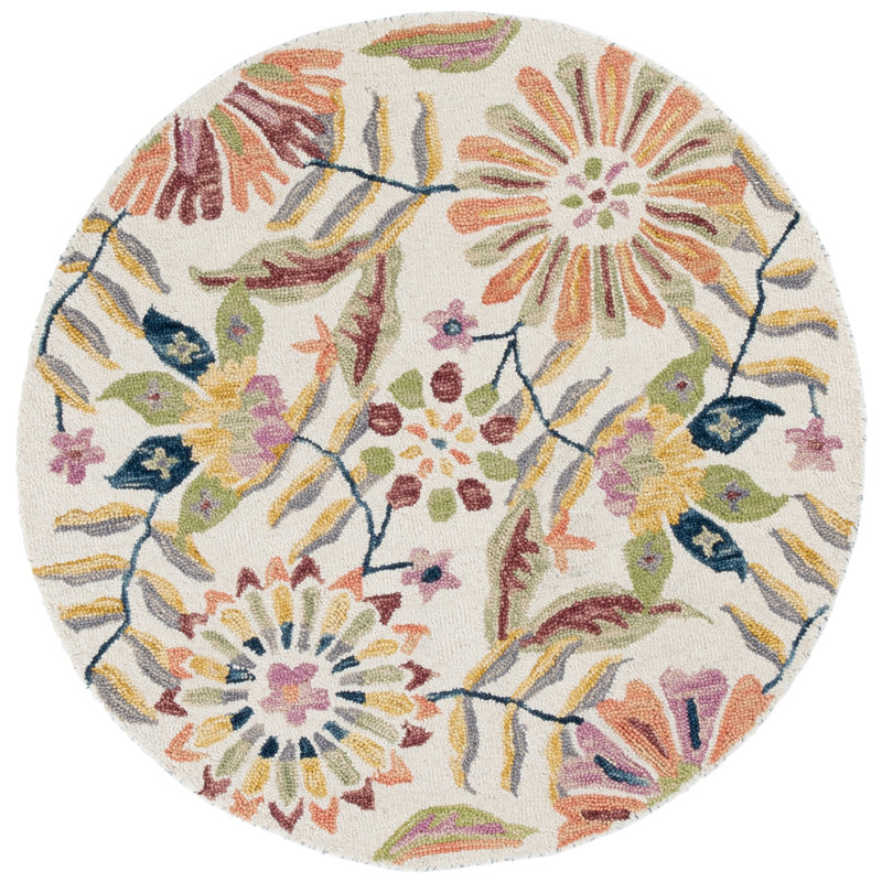 Jardin Hand Tufted Wool;Cotton Floral Indoor Rug, Round 4'