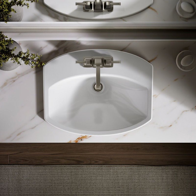Cimarron Vitreous China Rectangular Drop-In Bathroom Sink with Overflow, White, 4" Centers