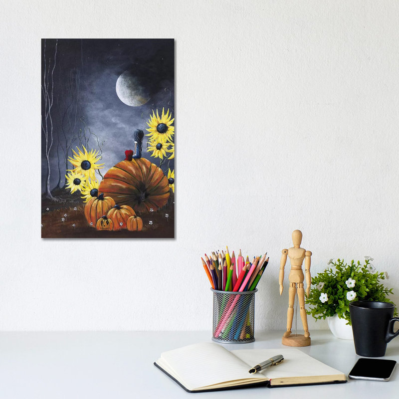 Midnight In The Pumpkin Patch by Moonlight Art Parlour - Painting on Canvas, Wrapped Canvas, 20.32 cm H x 30.48 cm W