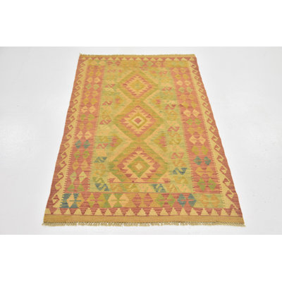 Elland One-of-a-Kind 3' X 4'9" New Age Wool Area Rug in Rust Red