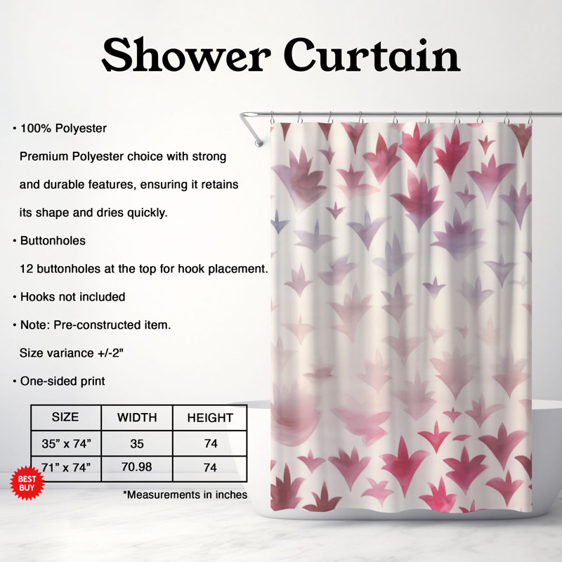 Rideau de douche rose de qualité supérieure, H 74 po x l 71 po