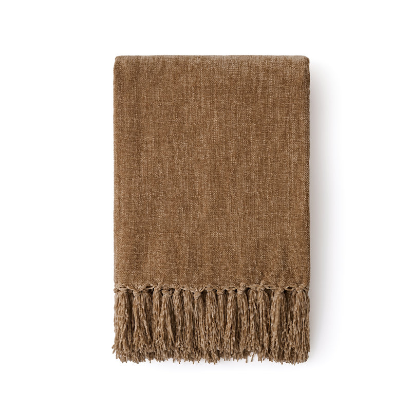 Jeté en chenille douce, L 60 po x l 50 po, Beige chaud