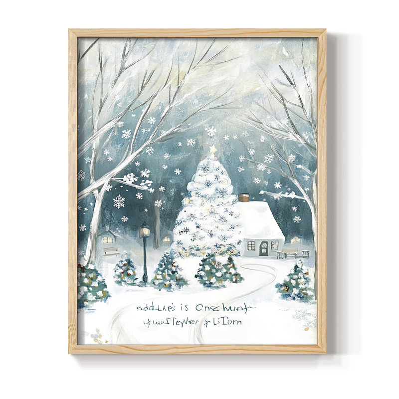 «Christmas Holiday», art encadré Dcccxxxi - bois massif, Naturel, H 15 po x l 12 po