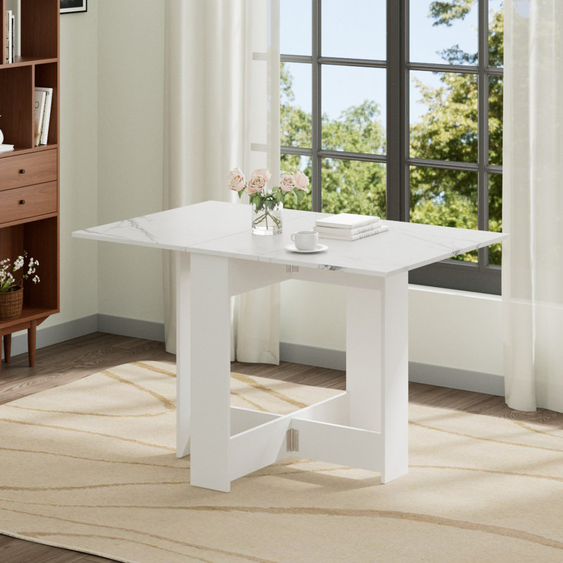 Foldable Wooden Drop Leaf Dining Table, 73 cm H x 103 cm W x 76 cm D