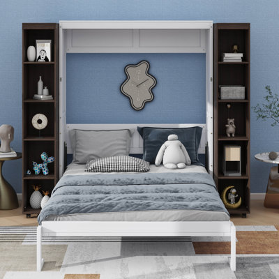 Grand lit escamotable mural avec portes de compartiment de rangement intégrées
