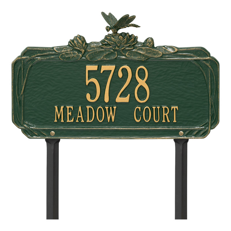 Dragonfly Personalized Garden Sign, Green/Gold, Yes