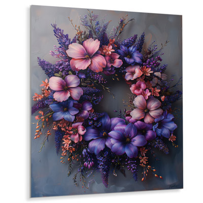 Pink Purple Regal Flower Garland - Wreath Wall Art