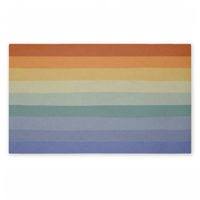Rainbow Stripes Gradient Printed Outdoor Door Mat, design by Darlene Seale, 18"x30"