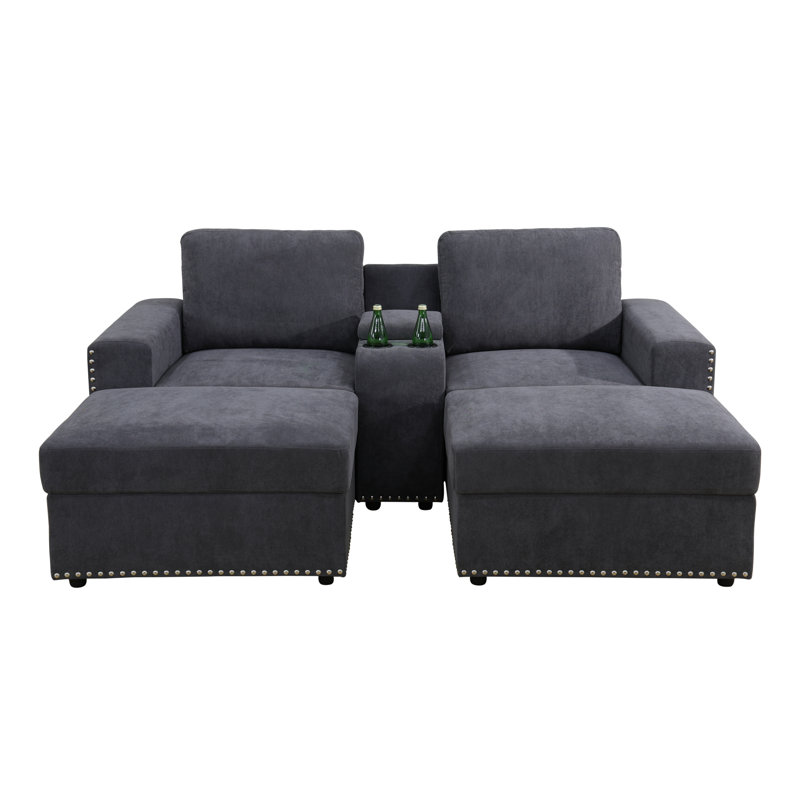 Canapé modulaire rembourré 5 pièces Huxley, Flanelle grise