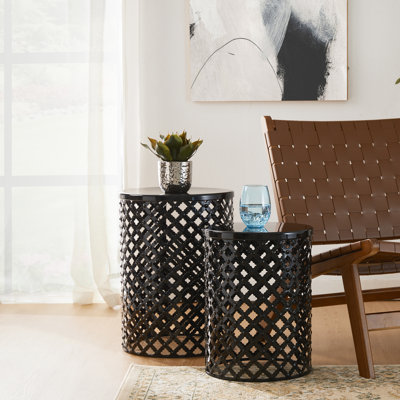 S/2 Multi-functional Metal Garden Stool Accent Stool