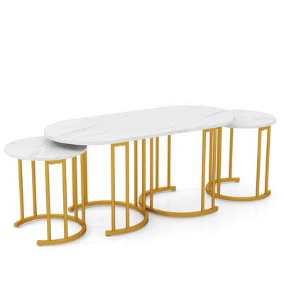 Nesting Coffee Table Set Of 3 With Tabletop & Powder-coated Office