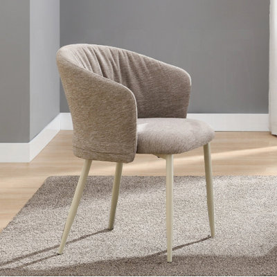 Chaise avec accoudoirs en chenille beige et naturel Ogin (ensemble de 2)