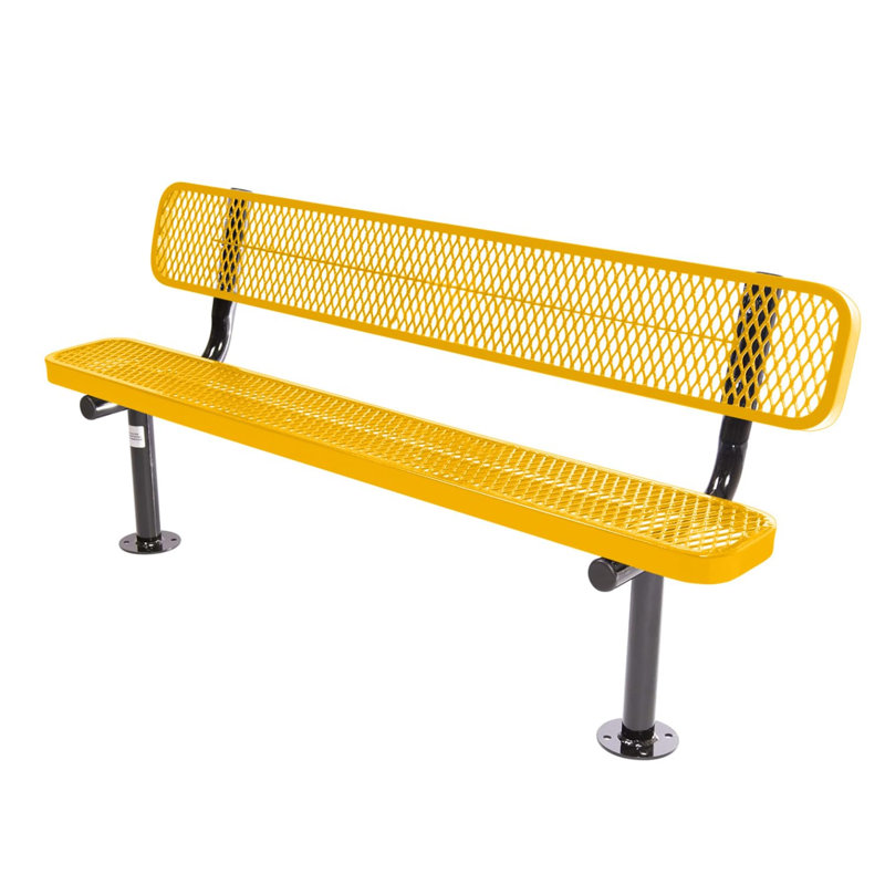 Banc d'extérieur CoatedOutdoorMeubles, vert, perforé, 1,83 m, avec dossier, surface, 6ft With-Back Surface, Punched, Vert