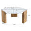 Table basse hexagonale blanche texturée en marbre (31 po) - Plateau moderne résistant aux égratignures