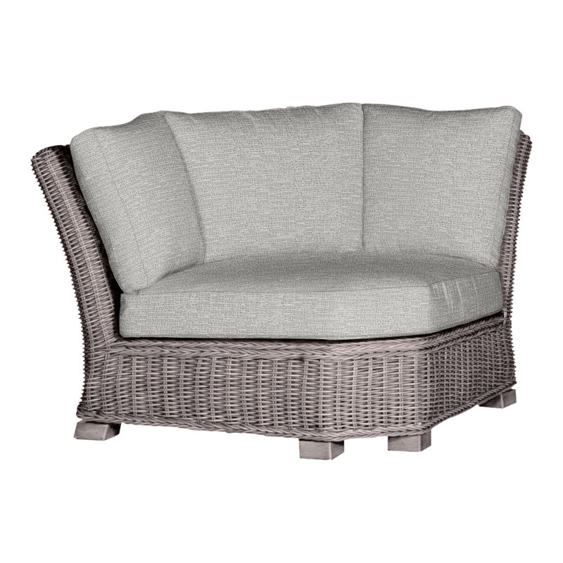 Rustic Woven Sectional Corner, Rollo Chambray InsideOut® Linen, No Welt, Oyster